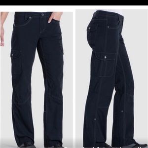 Kuhl Cargo Pants Womens 10 Black Mid Rise Straight Flare Leg Hiking Outdoors
